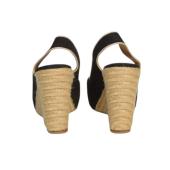 Copy of Christian Louboutin Espadrille Wedges Slingbacks Black  Fabric X vamp sz 40