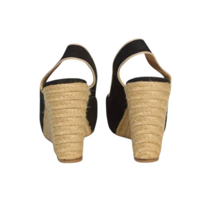 Copy of Christian Louboutin Espadrille Wedges Slingbacks Black  Fabric X vamp sz 40