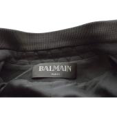 Balmain Black jersey knit cotton zipper front biker jacket size 42