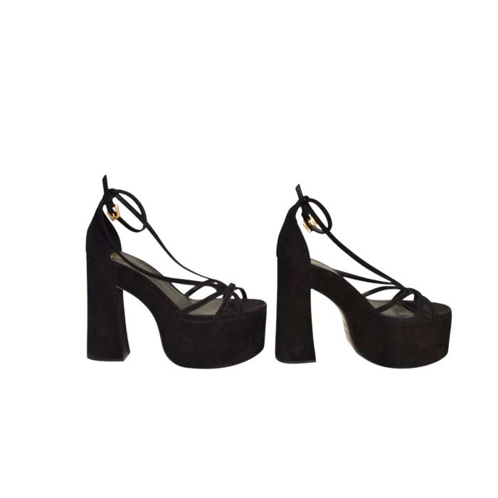 Balmain Suede Cam Platform Sandals 39.5