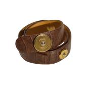 Tabbah " Beret"  Woman's Brown Leather with Gold tone Round Discs Belt 