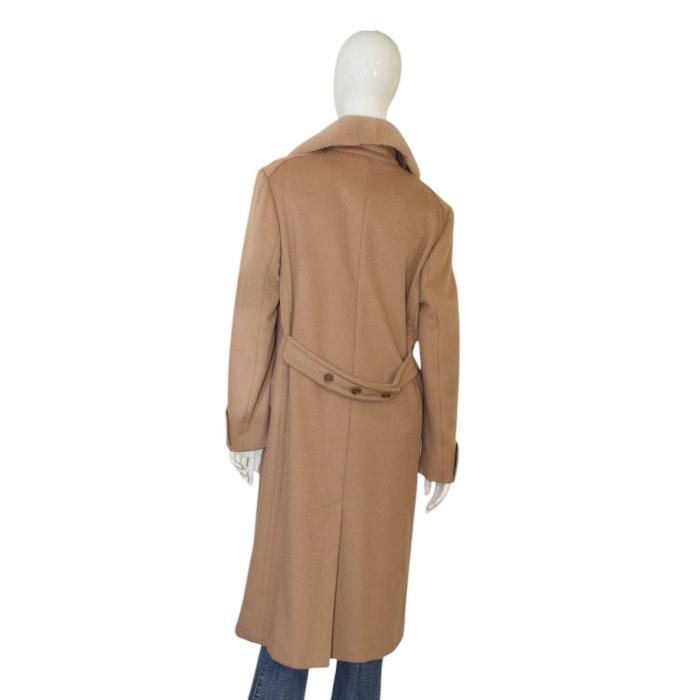 Max Mara Beige Camello Double Breasted Det. Collar Winter Long Coat size 44