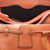 Tod's Salmon Pink Pebbled Leather Drawstring Tote Shoulder bag Handbag