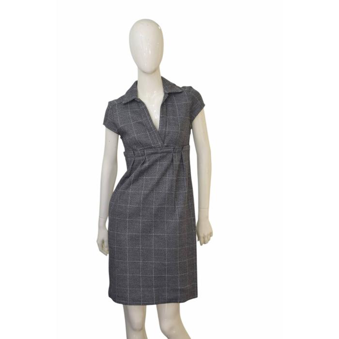 DVF Diane Von Furstenberg Bund Gray Herringbone Check Short Sleeve Mini Dress 4