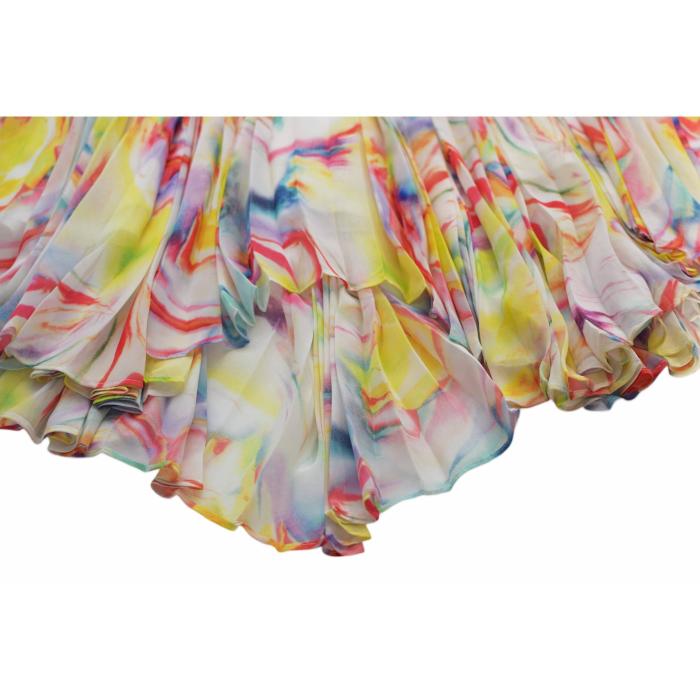 Alice + Olivia Multicolor Abstract Print Pleated Long Maxi Skirt size 4