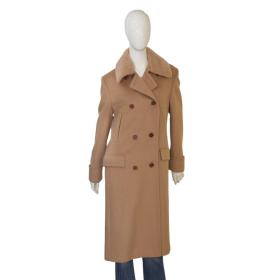 Max Mara Beige Camello Double Breasted Det. Collar Winter Long Coat size 44