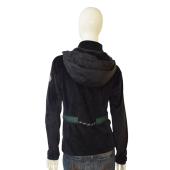 Moncler Maglia Black Velvet Green Trim Hooded Zipper Cardigan Jacket size S