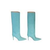 Emily Sindlev & Bettina Vermillon Turquoise Leather Boots Heels Shoes size 40