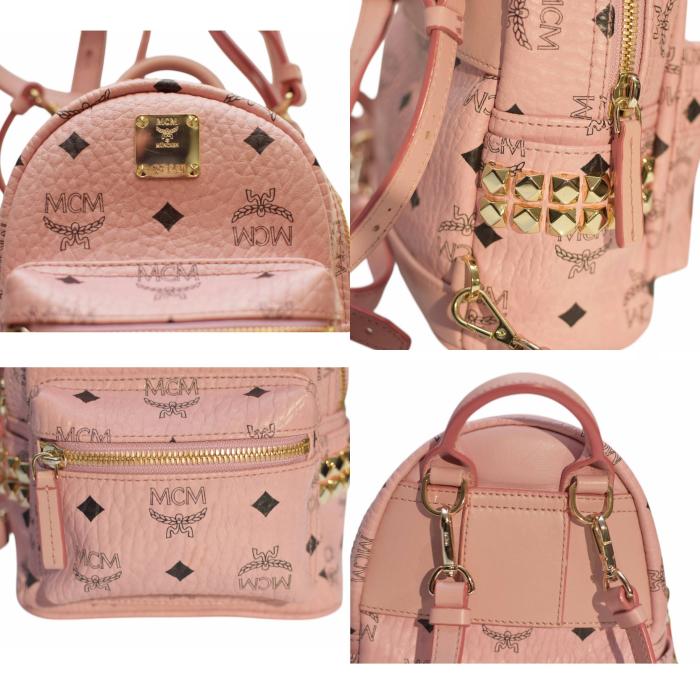 Visetos monogram canvas side studded X-Mini Bebe Boo backpack soft pink