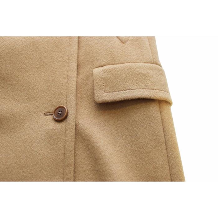 Max Mara Beige Camello Double Breasted Det. Collar Winter Long Coat size 44