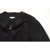 Paule Ka Black Wool Cashmere Zipper Front Ruffled Jacket size 44