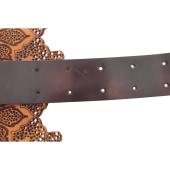 Roberto Cavalli Brown Leather Laser Cut Floral Wide Belt size M