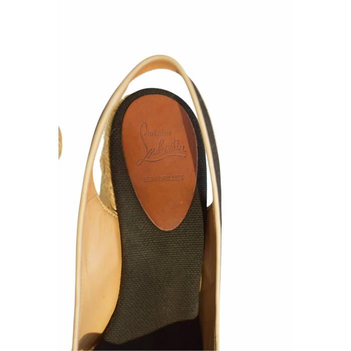 Copy of Christian Louboutin Espadrille Wedges Slingbacks Black  Fabric X vamp sz 40