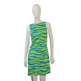 Versus Gianni Versace Blue Green Zebra Print Sequins Sleeveless Mini Dress 42