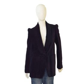 Chloe Midnight Blue Corduroy Padded Shoulders One Button Jacket size 40