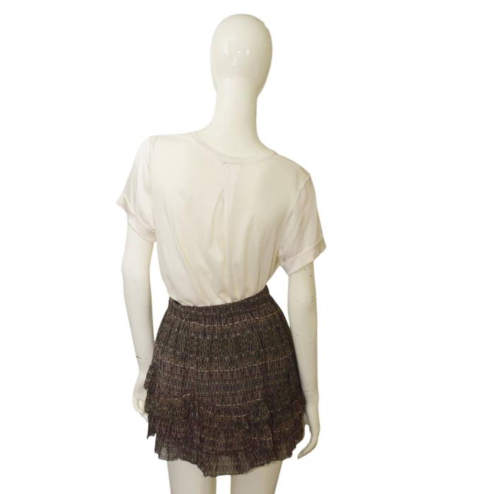 Isabel Marant Multicolor Earthly Hues 100% Silk Mini Tiered Skirt size 38
