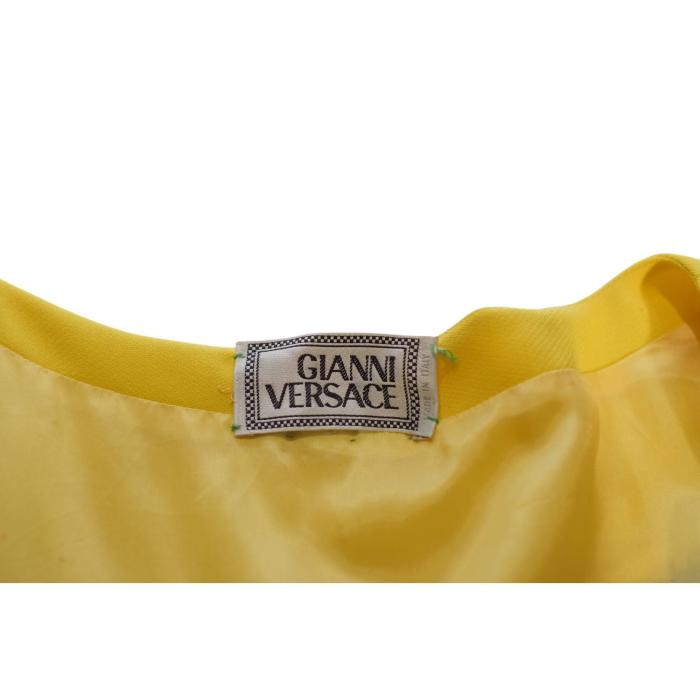 Gianni Versace Black Green Yellow Wool Short Sleeve Mini Dress size 42