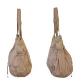 See By Chloe Beige Leather  & Suede Drawstring Hobo Shoulder Bag Handbag