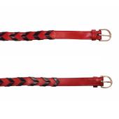 Hermes Red & Black Braided Leather Thin Skinny Women's Waist BELT