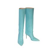 Emily Sindlev & Bettina Vermillon Turquoise Leather Boots Heels Shoes size 40