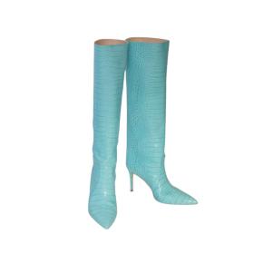 Emily Sindlev &amp; Bettina Vermillon Turquoise Leather Boots Heels Shoes size 40