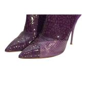 Chloe purple pointed toe cut out patent leather, suede & snake ankle boots 39,5