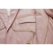 Antonio Berardi Pink Leather Button Front Fitted Blazer Jacket size 42