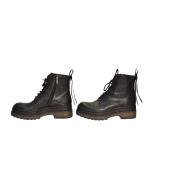 VALENTINO RED Black calfskin leather Lye  combat boots 39