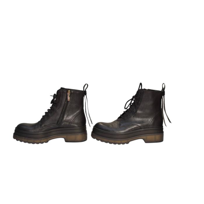 VALENTINO RED Black calfskin leather Lye  combat boots 39