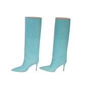 Emily Sindlev & Bettina Vermillon Turquoise Leather Boots Heels Shoes size 40