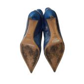 Chloe Electric blue pointed toe leather & suede ankle boots embossed 39,5