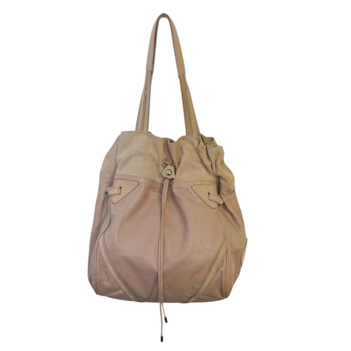 See By Chloe Beige Leather  & Suede Drawstring Hobo Shoulder Bag Handbag