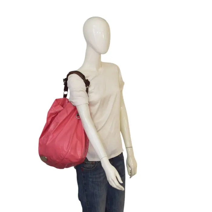 Mulberry Mitzy Pink Crackled Patent Leather Hobo studded