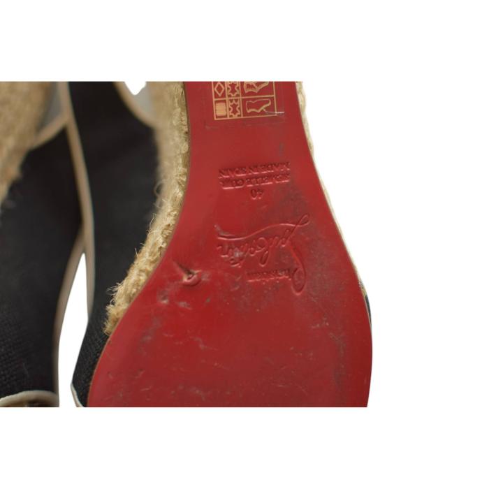 Copy of Christian Louboutin Espadrille Wedges Slingbacks Black  Fabric X vamp sz 40