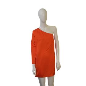 Stella McCartney Orange Viscose One Shoulder Mini Length dress size 42