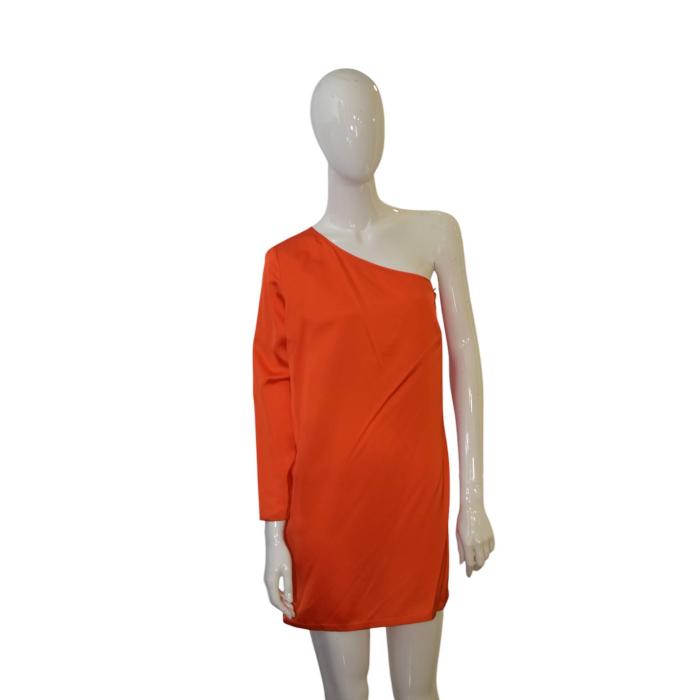 Stella McCartney Orange Viscose One Shoulder Mini Length dress size 42