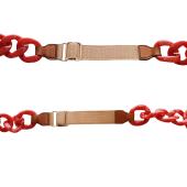 Prada Women's Red Resin Plex Chain Leather Details Elastic Band Belt size 90