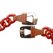 Prada Women's Red Resin Plex Chain Leather Details Elastic Band Belt size 90