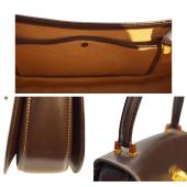 GUCCI Brown Leather Gold Tone Tiger Head Turn Lock Top Handle Handbag Vintage Bag