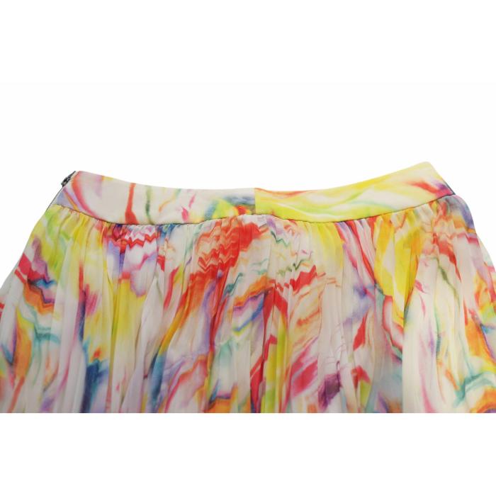 Alice + Olivia Multicolor Abstract Print Pleated Long Maxi Skirt size 4