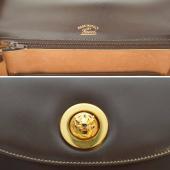 GUCCI Brown Leather Gold Tone Tiger Head Turn Lock Top Handle Handbag Vintage Bag
