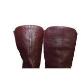 Aquazzura Burgundy Leather Over The Knee Boots Heels Shoes size 40