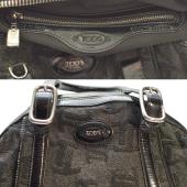 Tod's Anthracite Gray T Monogram Fabric Black Pat. Leather Satchel Shoulder bag