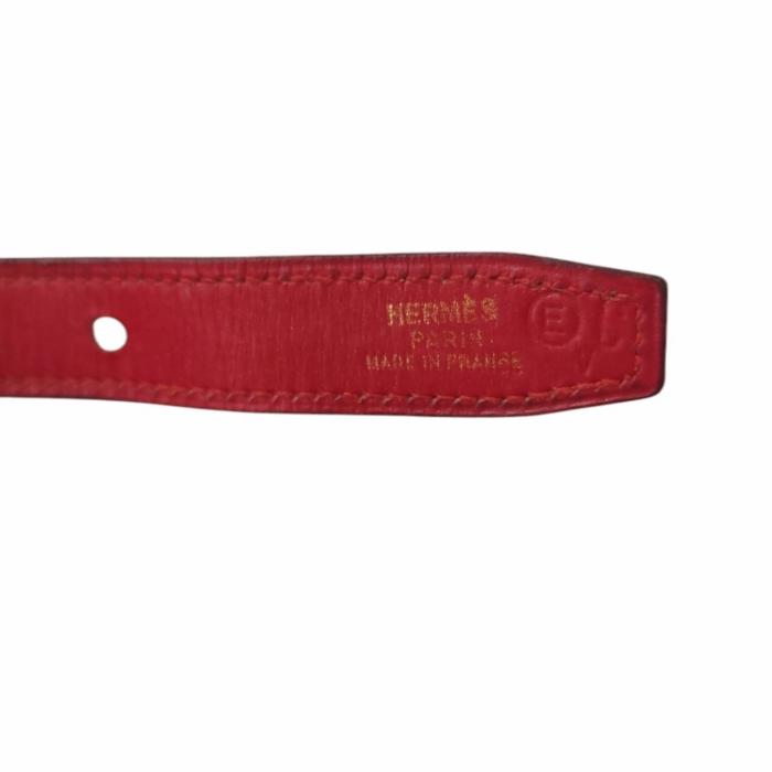 Hermes Red & Black Braided Leather Thin Skinny Women's Waist BELT