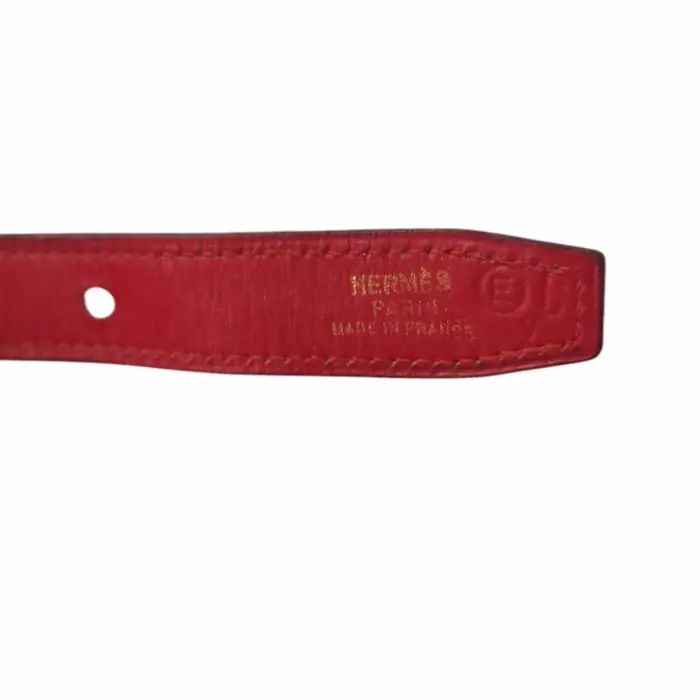 Hermes Red Black Braided Leather Thin Skinny Women's Waist BELT