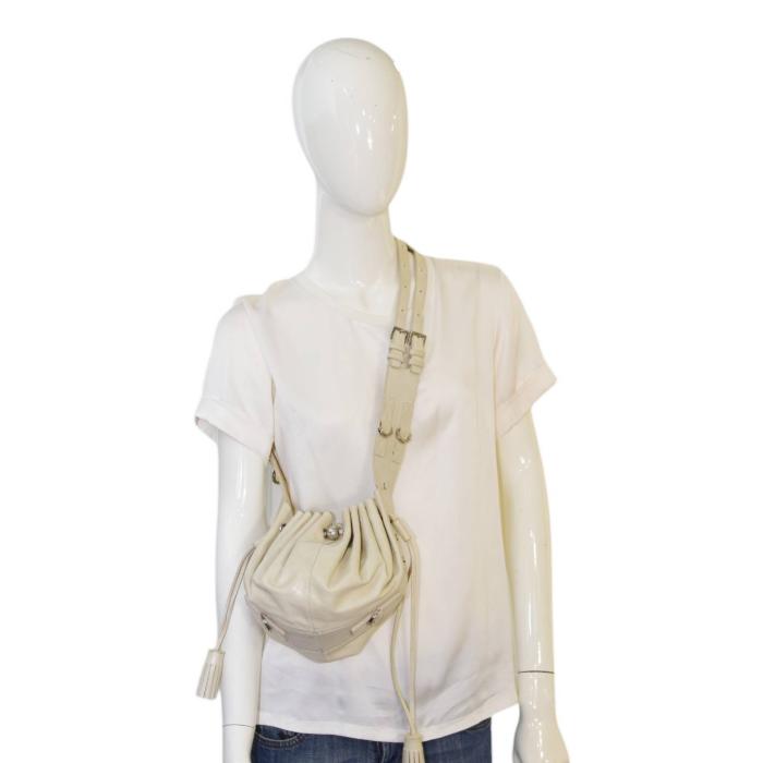 Givenchy Cream Leather Drawstring Small Pouch Bag Shoulder Handbag