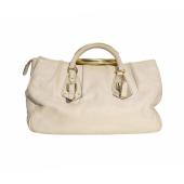 Prada off White Leather Bowler Handbag Calfskin Bauletto bag with long strap