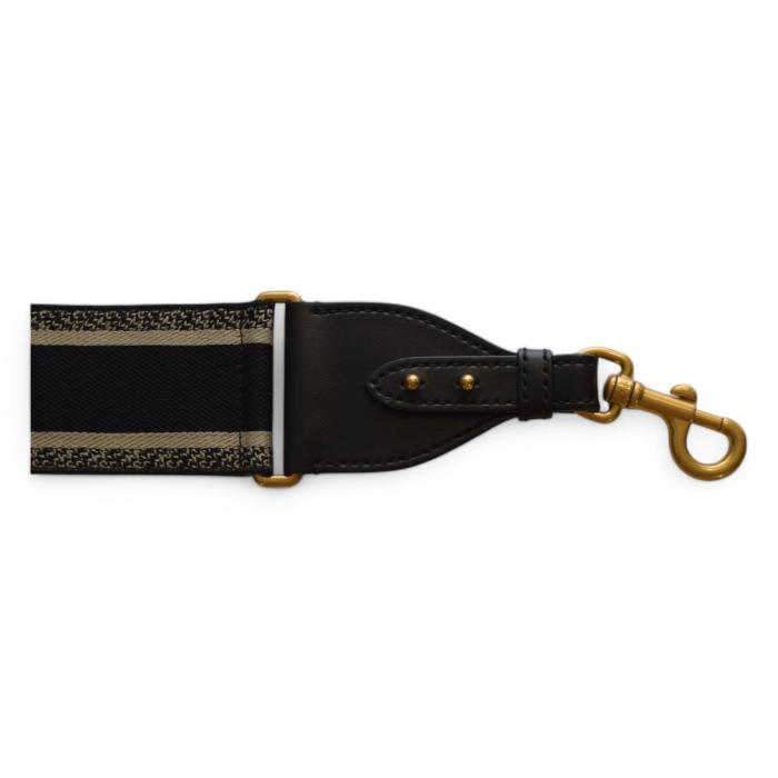 Christian Dior Paris Canvas Embroidered Shoulder Guitar Strap Black Embroidery