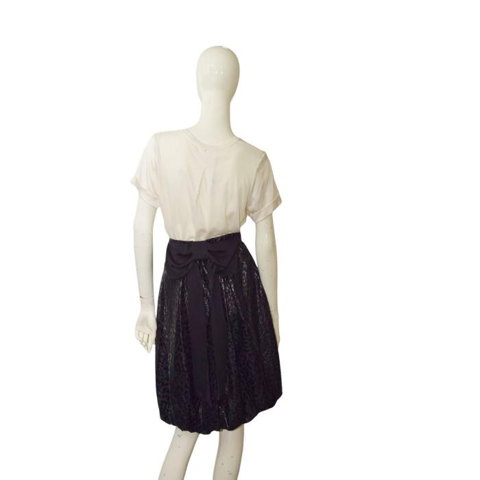 Jay Ahr Black Silk Bubble Hem Knee Length Bow Classy Evening Skirt size M