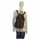 Barbour Green Brown Check Canvas Backpack Rucksack Unisex